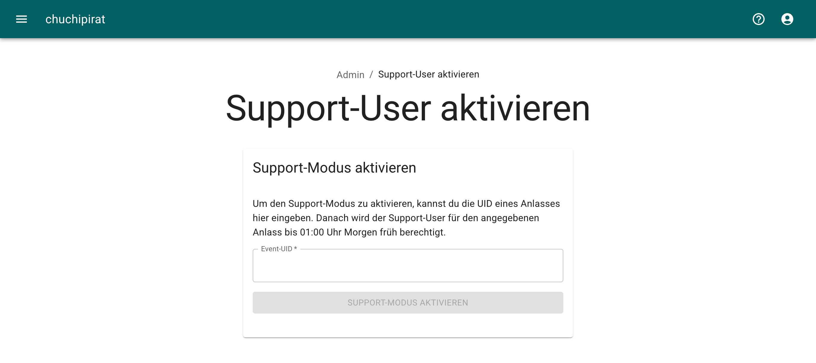 Support-User aktivieren