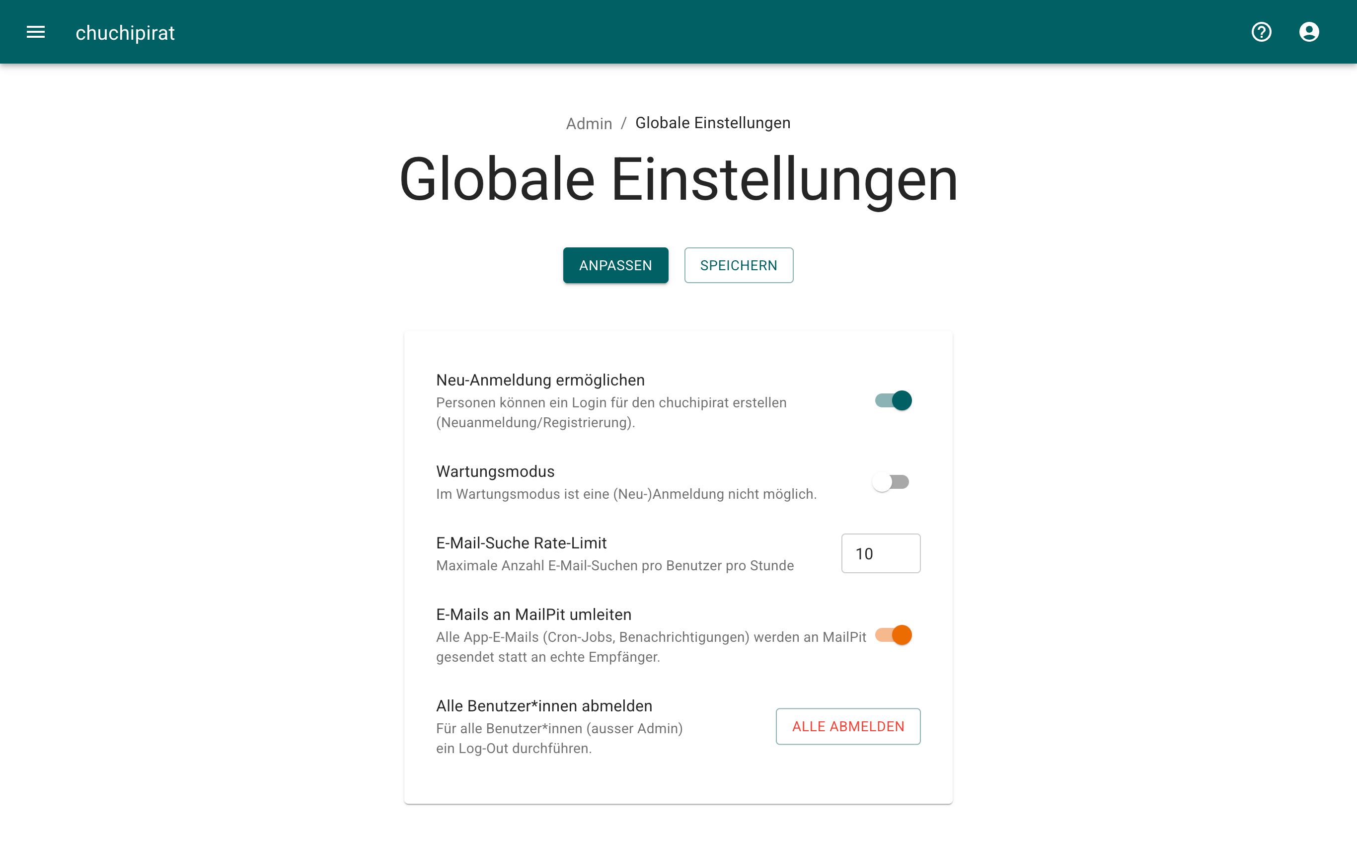Globale Einstellungen