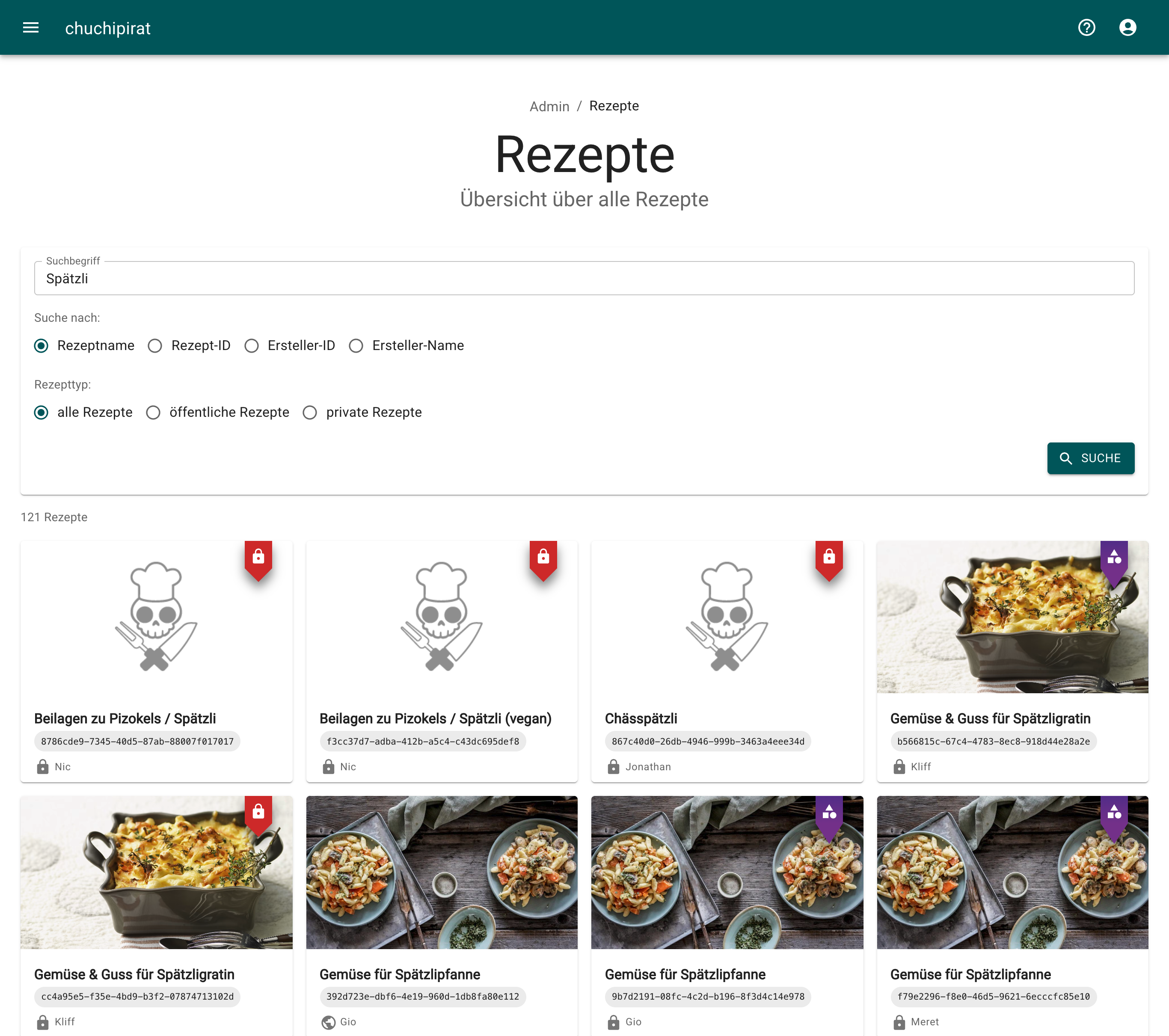 Rezeptübersciht