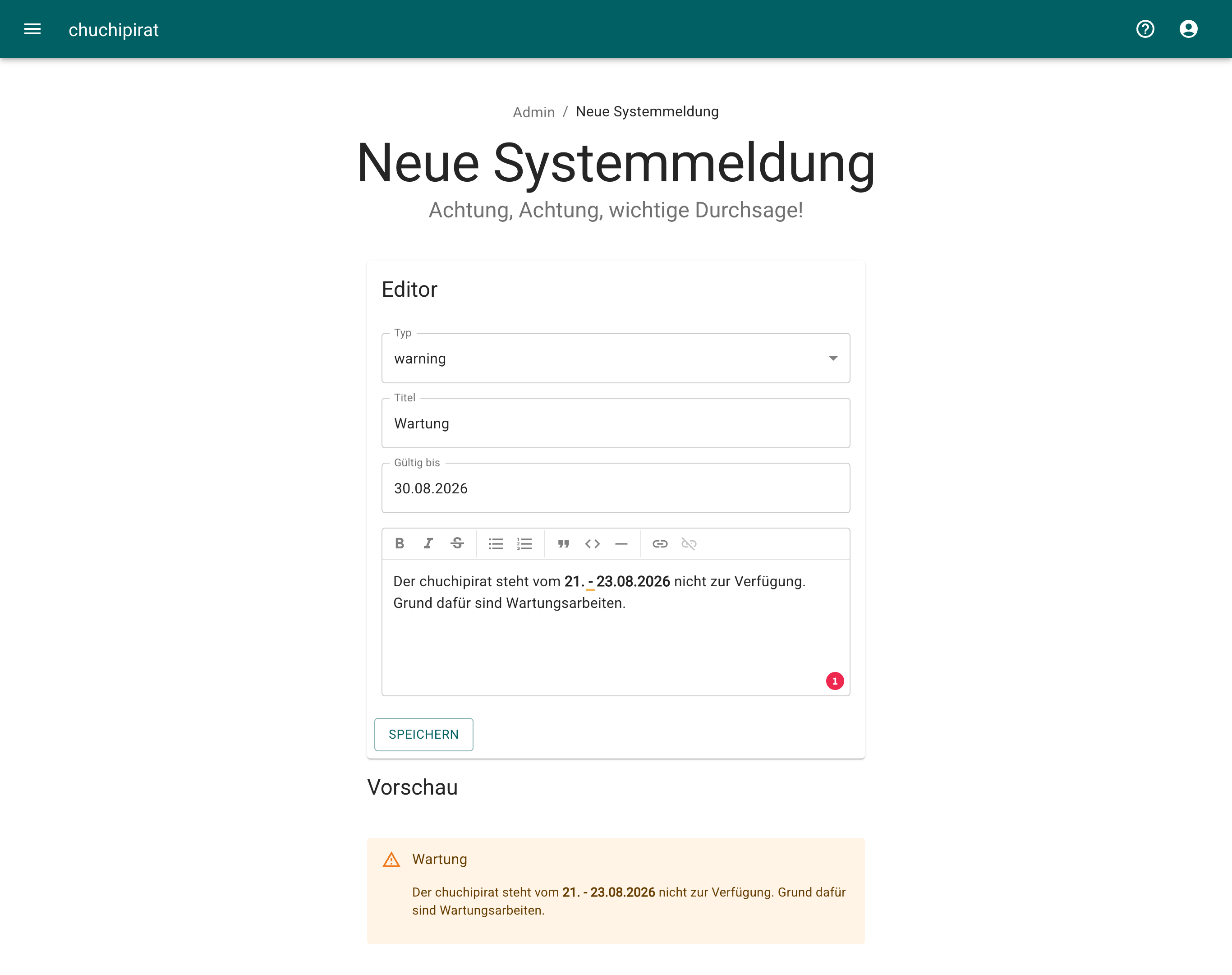 Systemmeldung