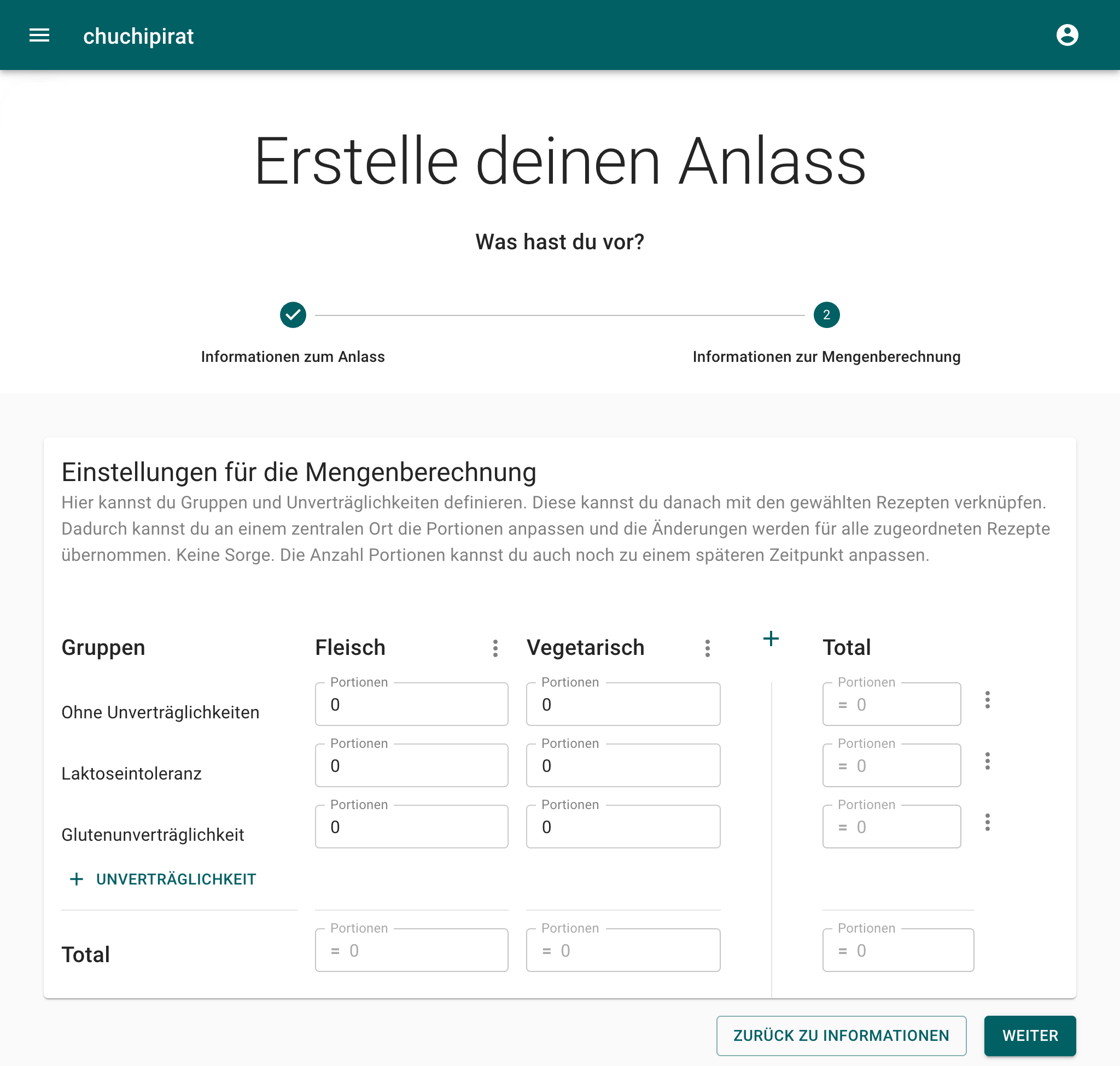 Informationen zur Mengenberechnung