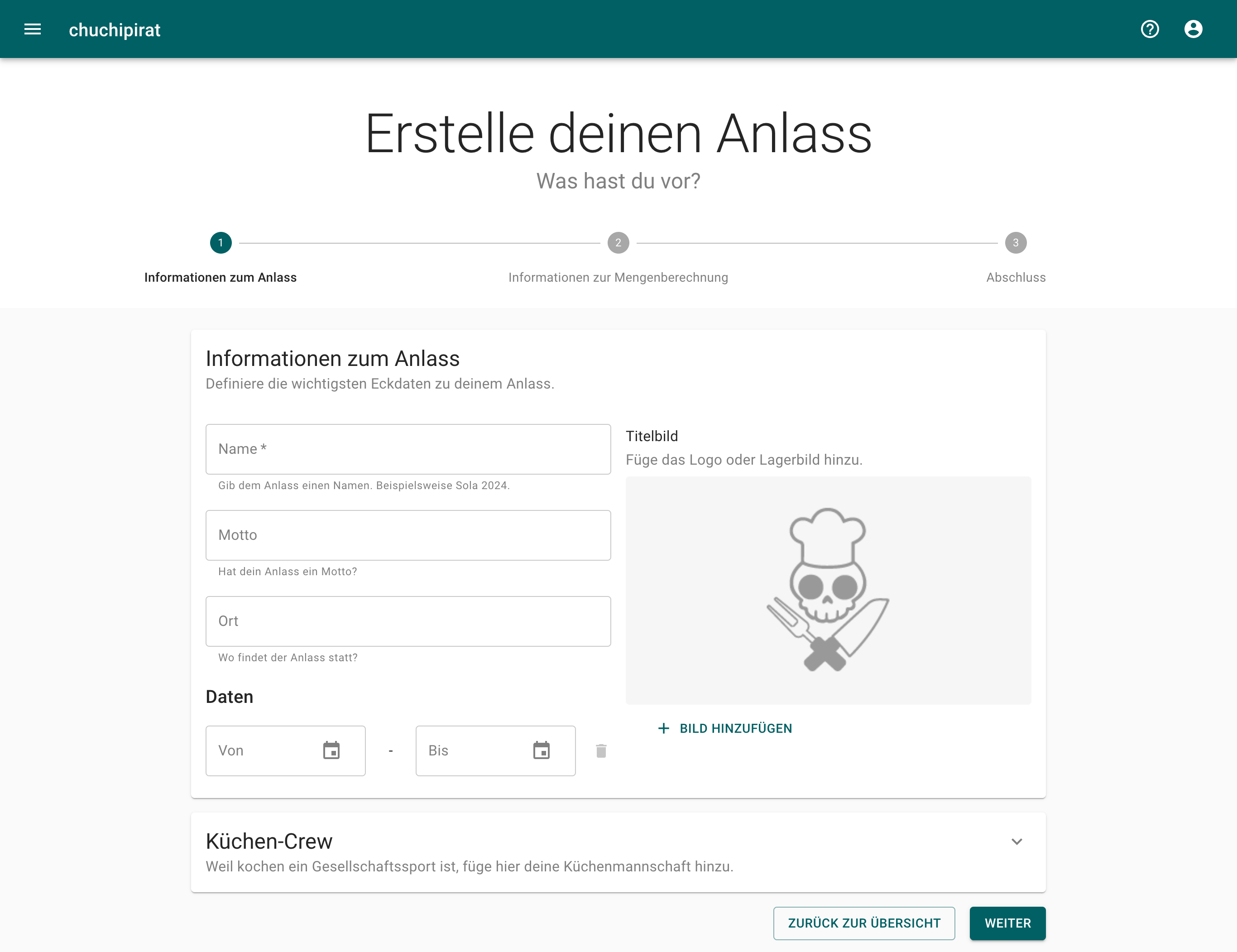 Anlass erstellen
