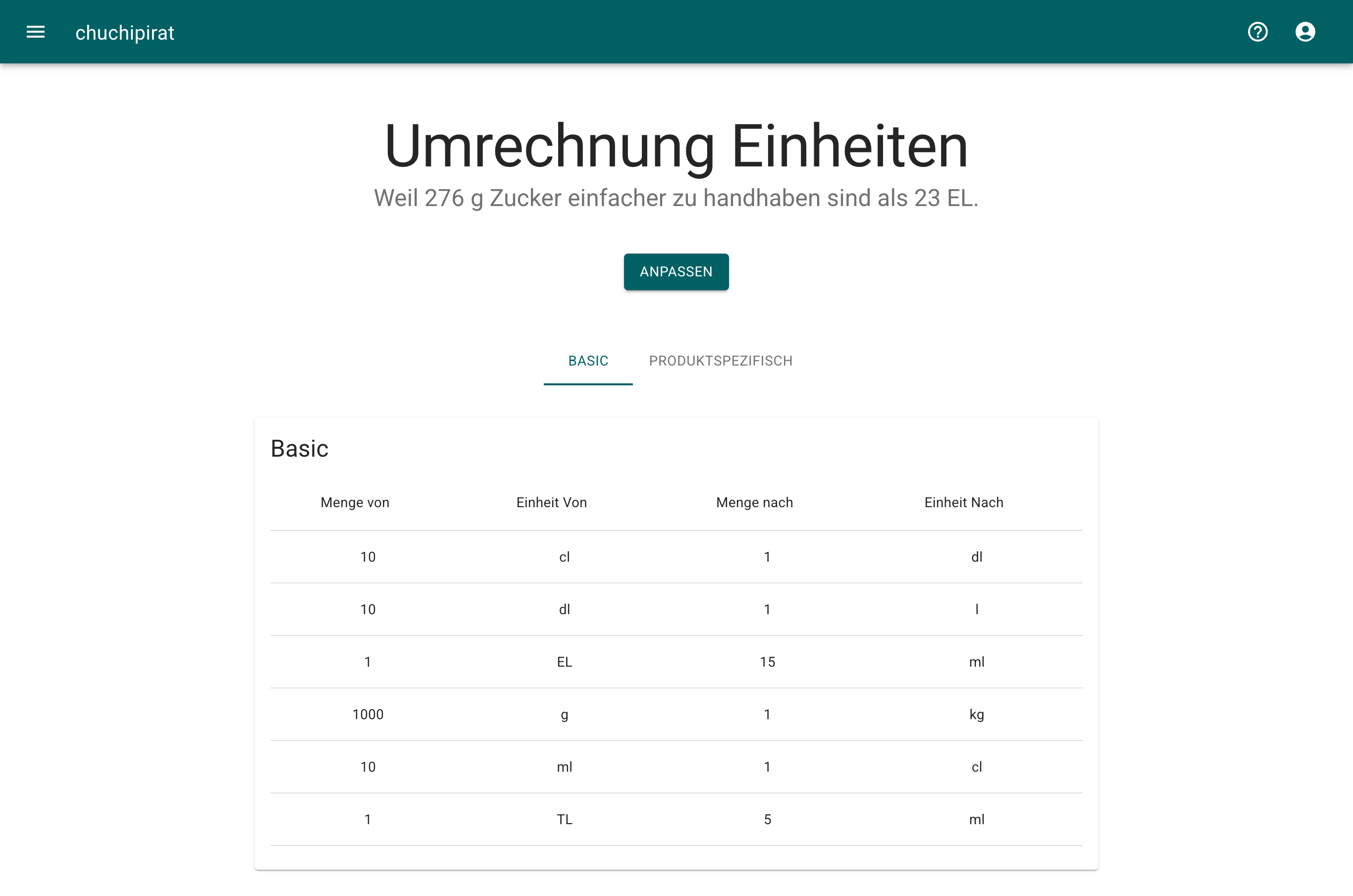 Basic Einheitenumrechnung